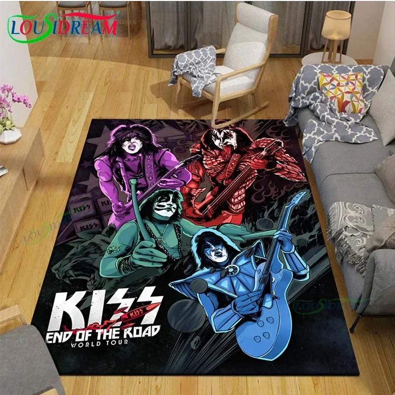 Berühmte Musik Heavy Metal Band KK-Kiss Bedruckte Teppiche Wohnzimmer Anti-Rutsch-Bereichsteppich Kinderzimmer Matten Yogamatte Großer Teppich