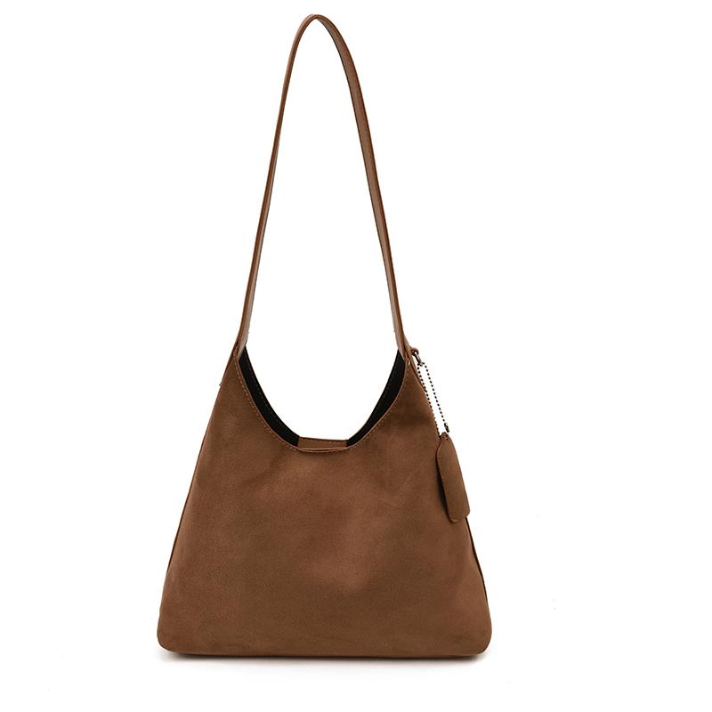 2025 Winter New Solid Faux Suede Hasp Simple Versatile Shoulder Bags Classic Classic Style Commute Portable Handbags for Women