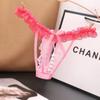 Plus Size Lingerie Women Lace Briefs Pearl Beading Panties For Sex Open Crotch Thongs G Strings Transparent Underwear
