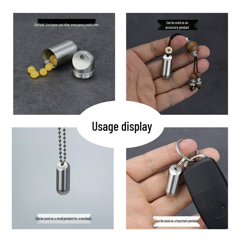Waterproof Stainless Steel Pill Bottle Capsule - Portable, Moisture-Proof Storage for Outdoor Use