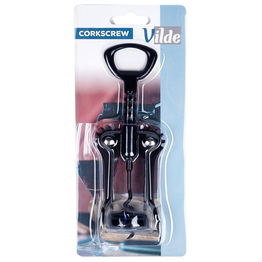 Black metal wine corkscrew 16 cm