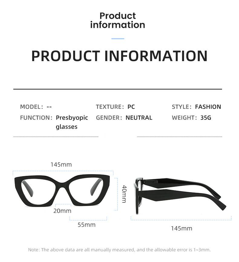 Fashion New Ins Cat Eye Reading Glasses Unisex Fashion Anti Blue Light Hyperopia Men Women Oversized Vintage Retro Far Sight Eyeglasses