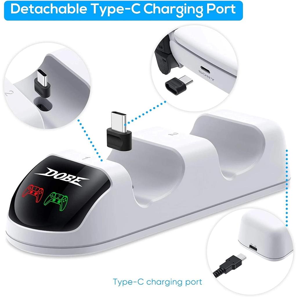 Dual USB Fast Charger for PS5 Dual Sense Controller, Playstation 5, Audio Charging Station, Wireless Controllers