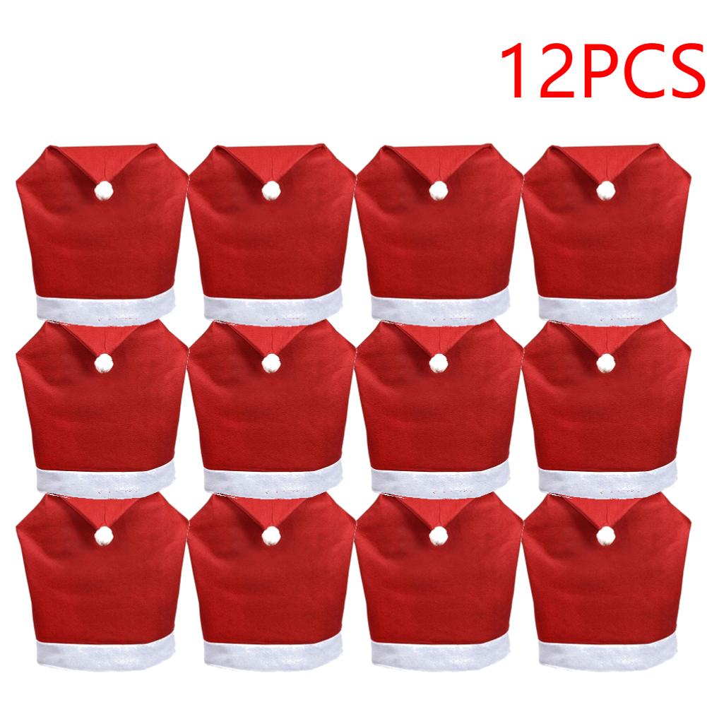 1-15 stuks Kerst Stoelhoezen Decor Kerstman Rode Hoed Stoelkap Keuken Eetkamerstoel Slipcovers Sets Voor Kerstvakantie