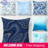 Home Decor Blue Geometric  Leaf Pattern Throw Pillow Covers Pattern Cushion Cover Suitable for Sofa Bedroom Car Pillow Cover