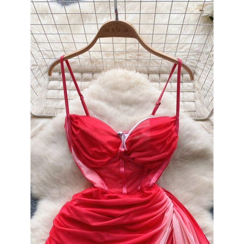 Fashion Tie Dye Irregular Sexy Halter Skirt