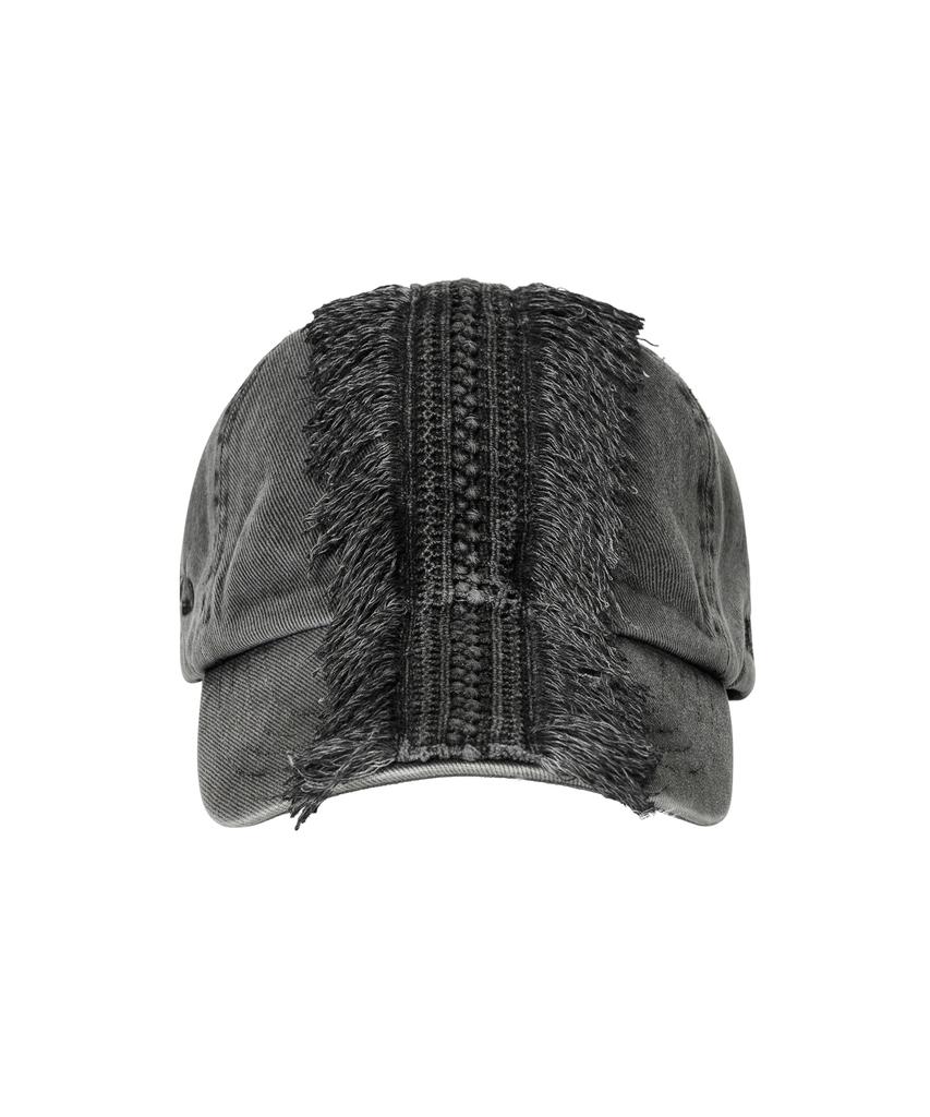 AJOBYAJO Lace Trimming Washed Cap [Charcoal]