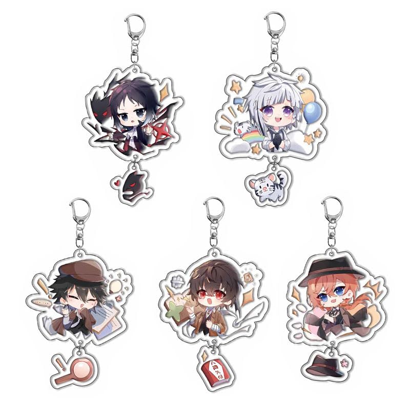 

[KGZLGH] sentence strike key ring 5 pieces set Osamu Dazai Chuuya Nakahara Ryunosuke Akutagawa Atsushi Nakajima Edogawa Ranpo Moe goods pendant