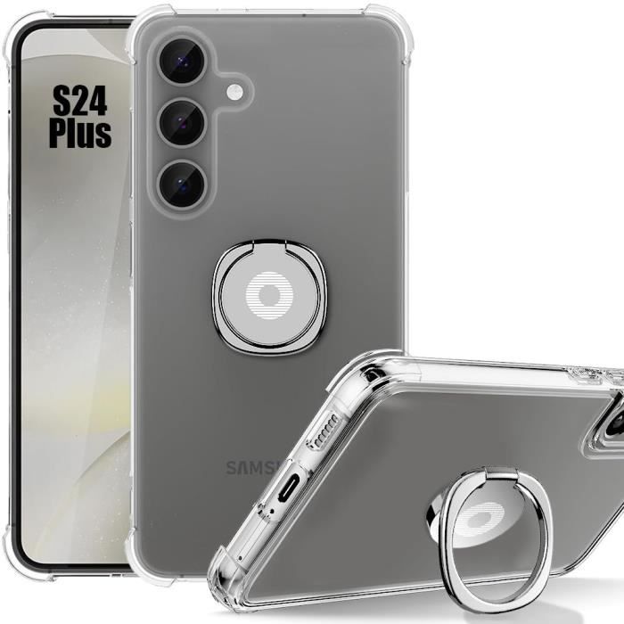 Coque de protection - Booling - pour Samsung Galaxy S24+ - Silicone antichoc - Support argenté - Slim