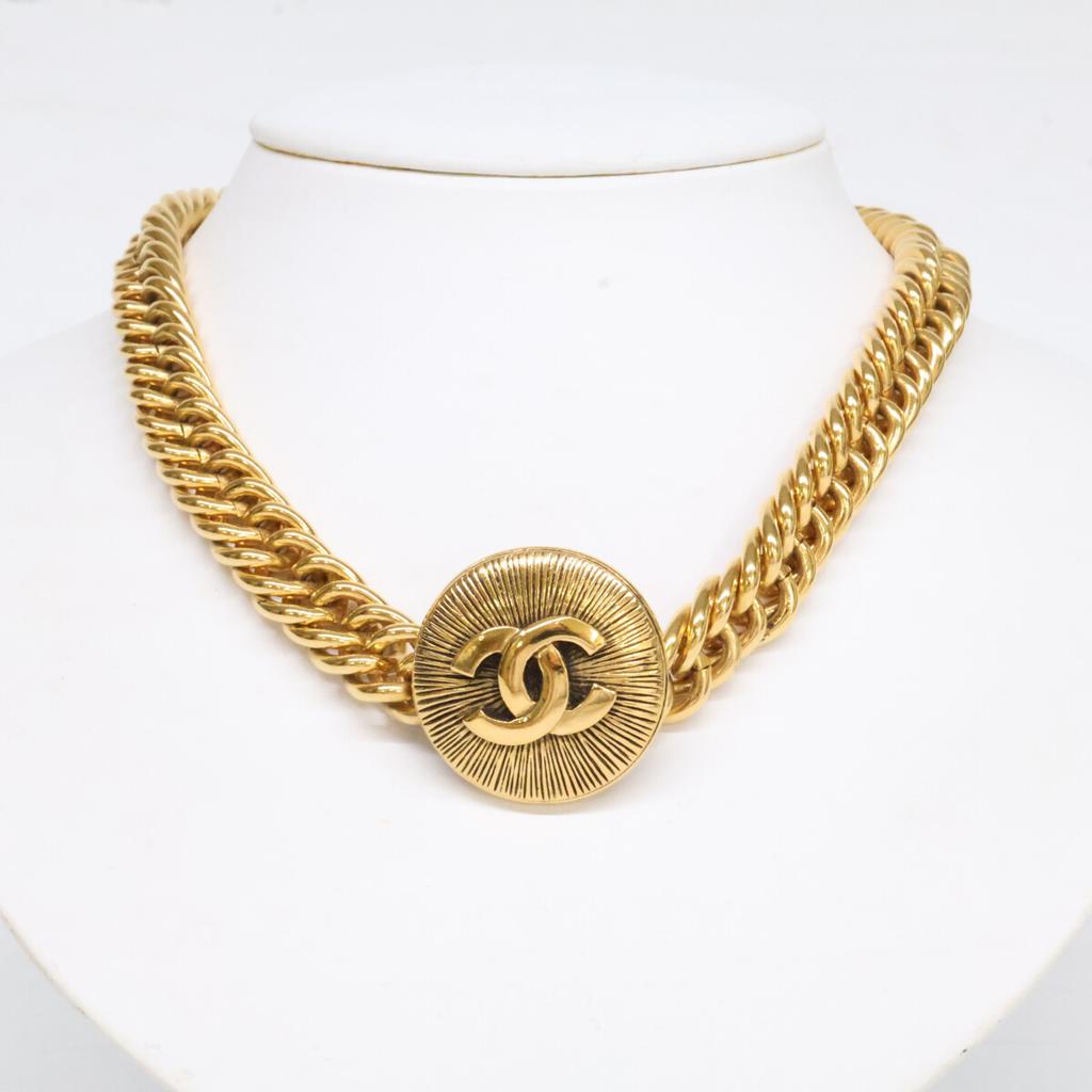 CHANEL Vintage CC Logos Chain Choker Necklace goldUsed