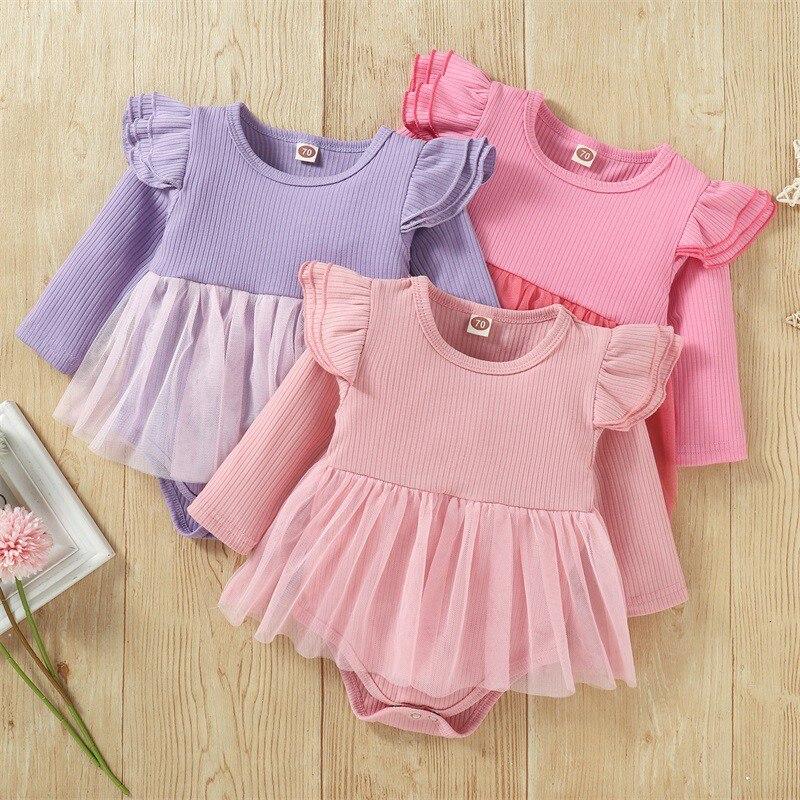 Buy Newborn Girl Bodysuit Baby Girl Cotton Solid Long Sleeve Bodysuits