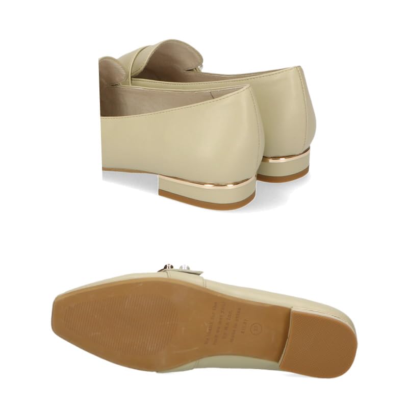 Mocassins Oriental Traffic Square Pearl Synthétiques cm, Bout, Motif, Plat, Toute l'année, Travail, Cuir, Chaussures, Femme, 42105, BLANC, 22.5