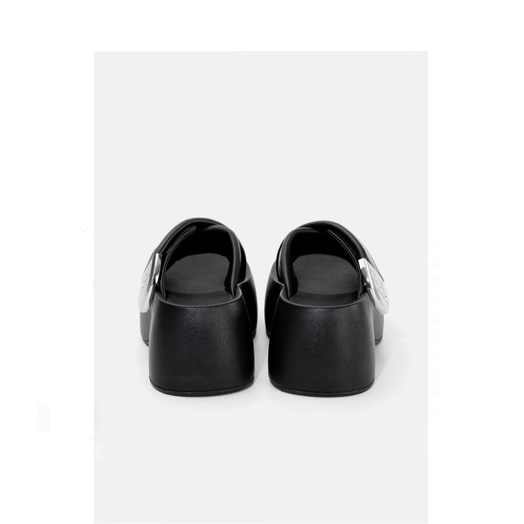 Klettverschluss Metall Kreuz Hausschuhe Damen 2025 neu klein dick Sohle Höhenerhöhung Freizeit Urlaub Strand Sandalen