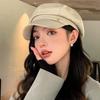 Autumn and winter new octagonal hat children pu leather beret versatile casual face small newsboy painter hat woman