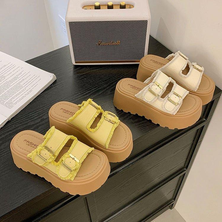 Thick-soled heightened skirt is beautiful, high-end wedge shoes, new thick-soled sandals for women's summer wear