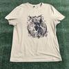 Beige Gothic Graphic Print T-Shirt. Size Medium