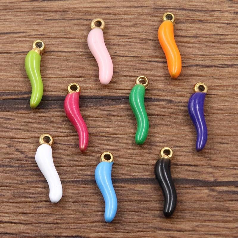 Stainless Steel Multi-Color Red Chili Pendant Charm in Two Sizes