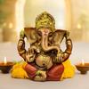 Astrotalk Ganesh Idol In Resin Red-Gold Royal Finish