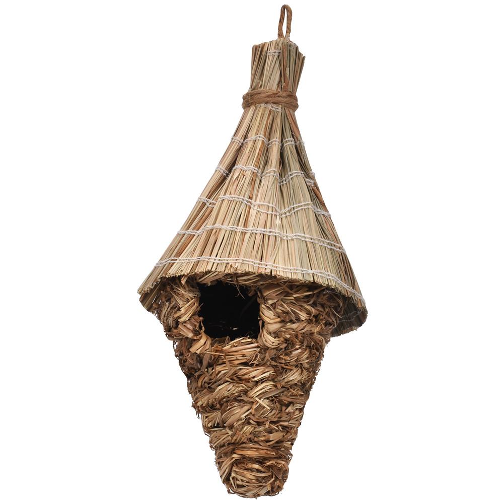 Grass Bird Houses, Hand Woven Hummingbird House, Outside Grass Hanging Bird Hut, Small Hanging Bird Chickadee House Pet Supplies