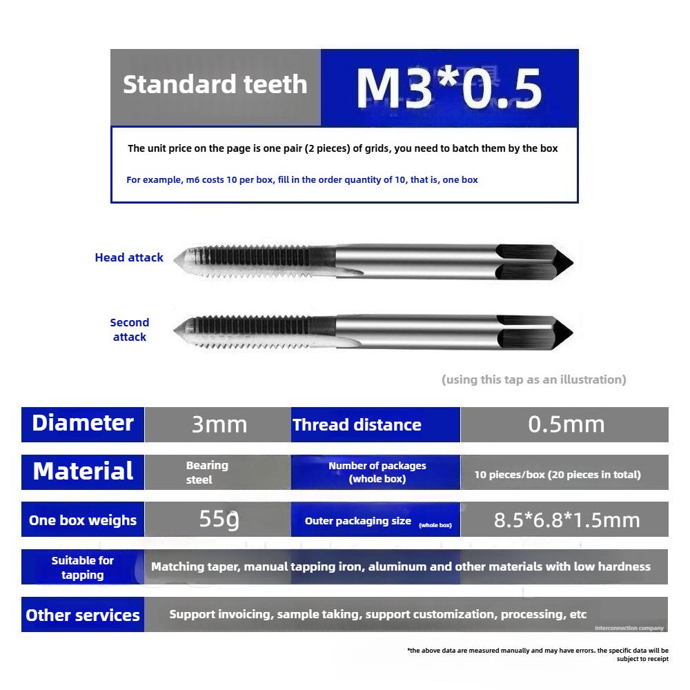 High Speed Steel Thread Tap Set M3-M24 Straight Fluted Hand Taps for DIY Woodworking Machinery