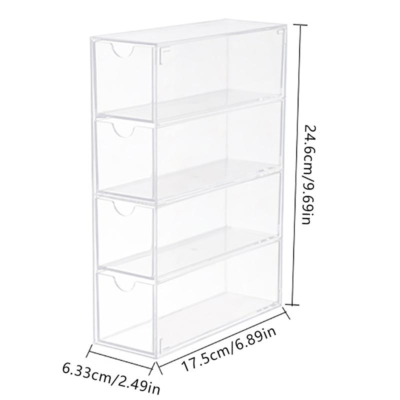 4-Layer Plastic Drawer Storage Box Transparent Dustproof Glasses Storage Rack