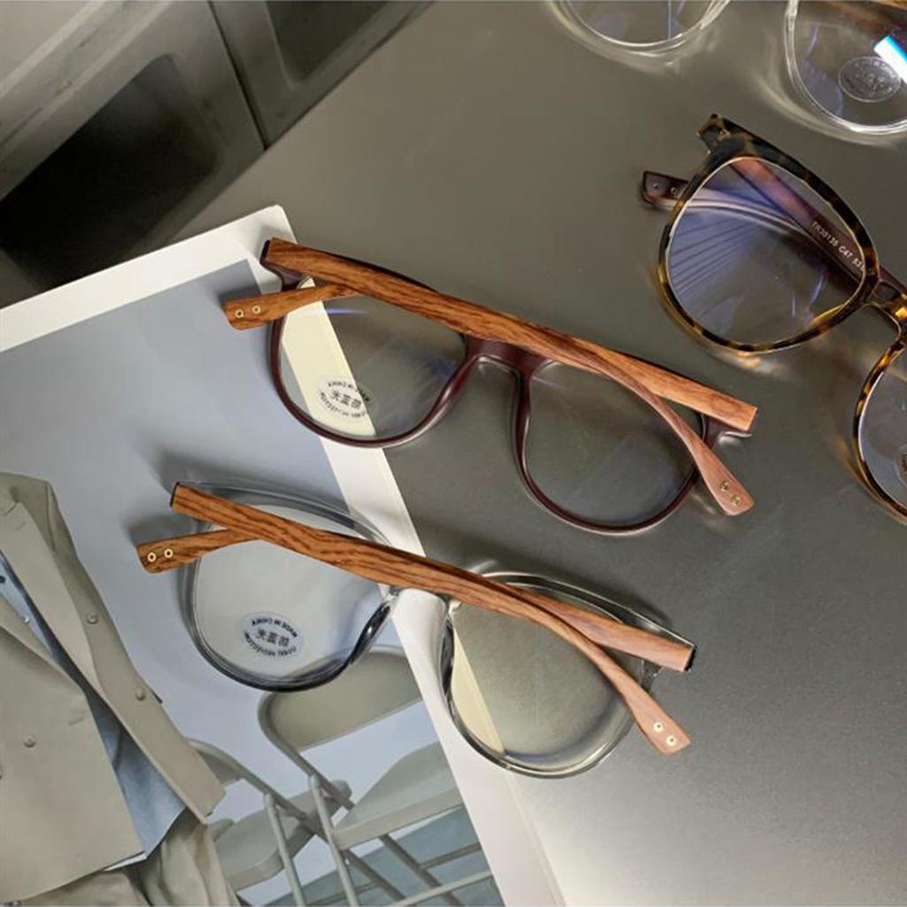 Blue-light-proof Student Glasses Retro Wooden Square Glasses Transparent Glasses Holder Flat Mirror