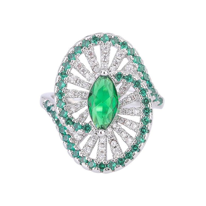 Light luxury heavy industry inlaid zircon ring ring dinner wedding temperament red zircon ring