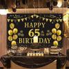 Trgowaul 65th Birthday Backdrop Gold and Black 5.9 X 3.6 Fts Happy Birthday Party Decorations Banner for Women Men Photography Supplies Background