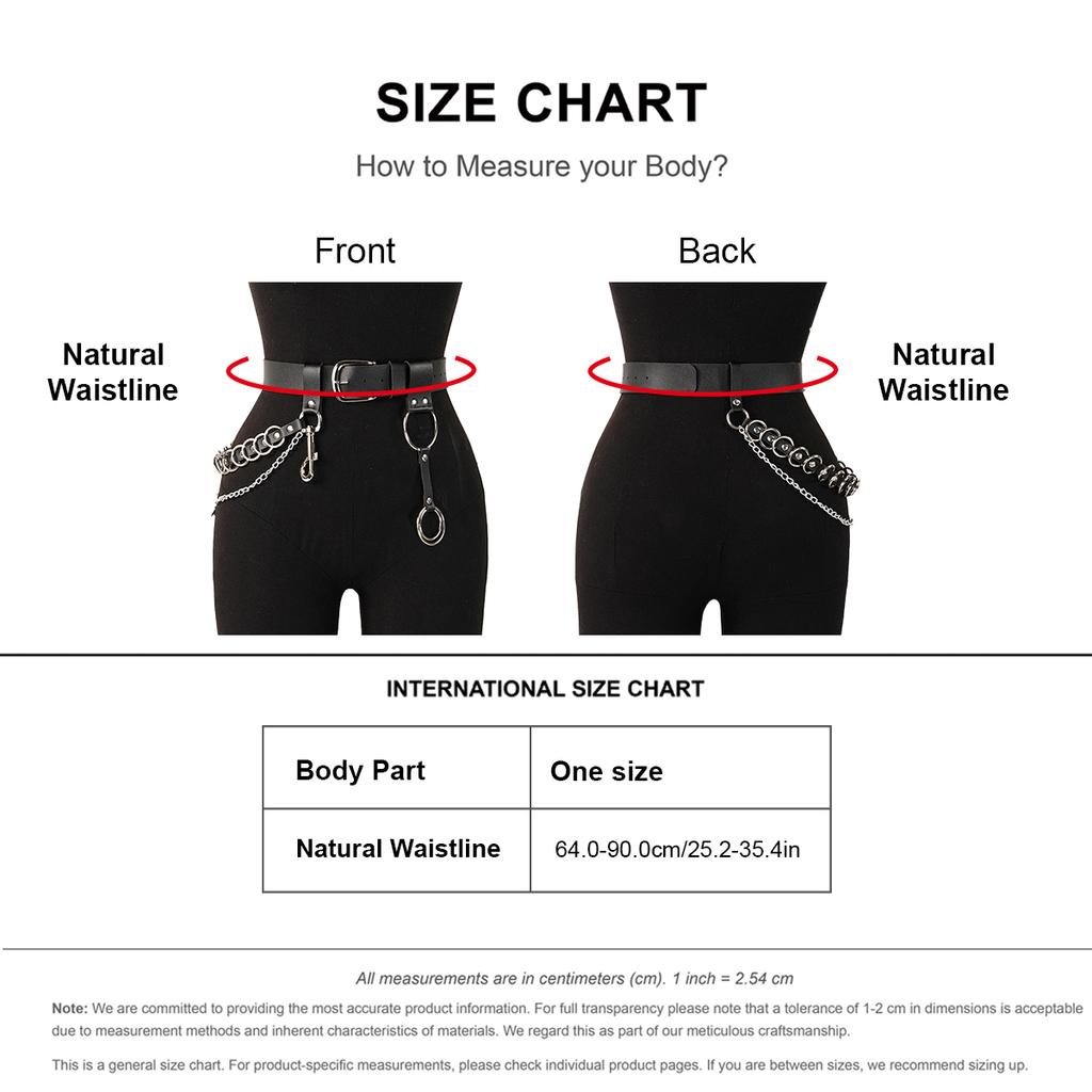 Black Faux Leather Belt with Chain and Ring Detail | Trendy Women's Fashion Accessory | Perfect for Dresses, Jeans, and Skirts