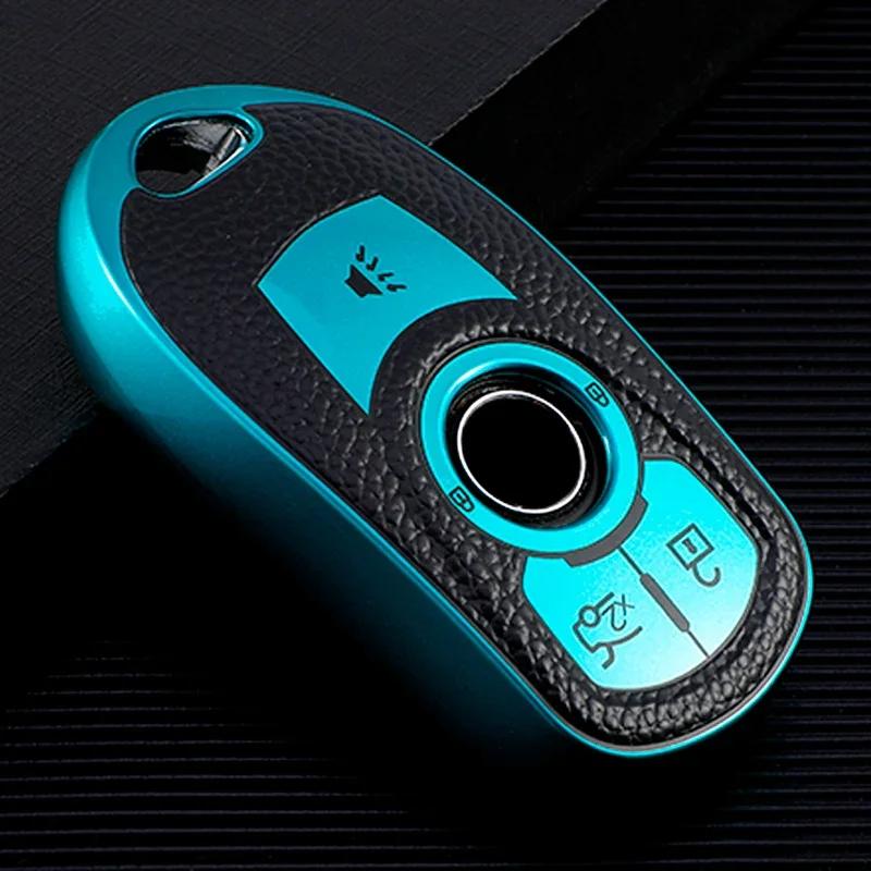 Car Key Cover Bag Case Shell Protector Keychain for Buick Encore Envision Car Excelle Lacrosse Regal Verano GX GL6 Leather TPU