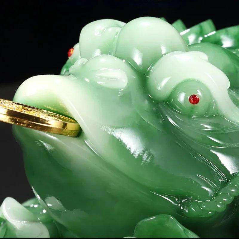 1pc Resin Treasure Golden Toad Ornament Housewarming Gift Living Room Entrance Bookcase Home Decoration Attract Wealth Sculpture