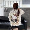 European Plus Size Chic Print Knit Sweater - Women's Loose, Stylish Round Neck Top