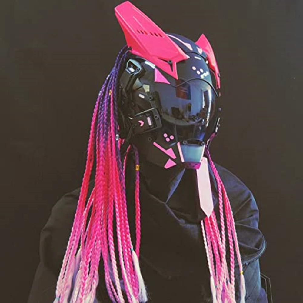Kibernepunkta LED ķivere ar Techwear Cosplay