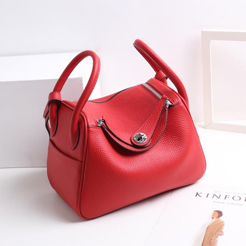 Cross-border Foreign Trade First-layer Cowhide Pillow Bag Fashionable Versatile LD Bag Doctor Bag Large Capacity Underarm Shoulder Bag Women