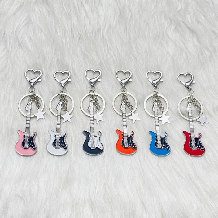 Guitar Keychain Musical Instrument Keyring Creative Star Charm Fashion Y2k Gift