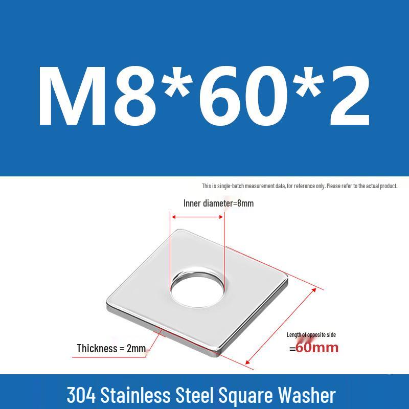 304 Stainless Steel Thickened Square Washer for Curtain Wall (M4-M16)