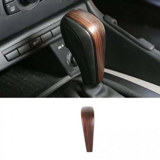 Gear Shift Knob Cover 2005-12 Brown Wood Grain For BMW 3 Series Central Console