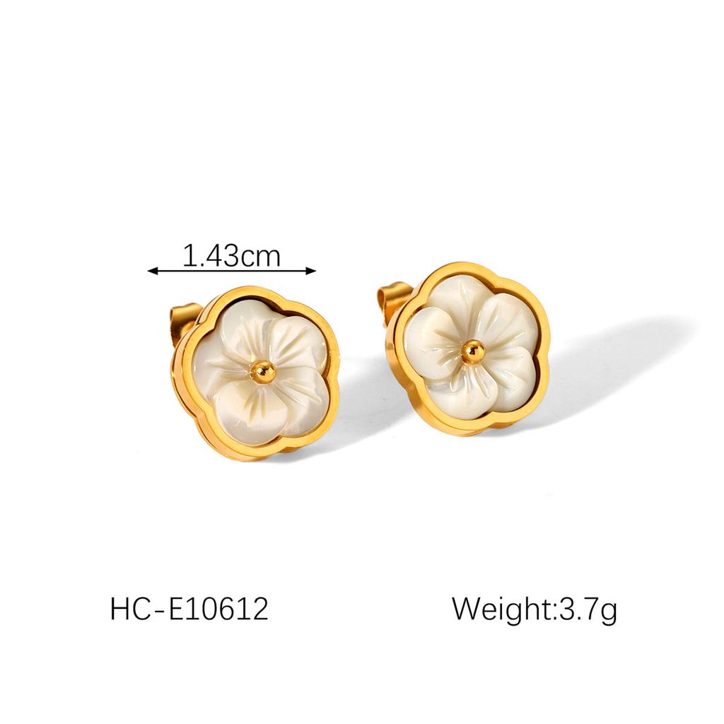 Light Luxury High-end Zircon Flower Earrings with Mother-of-Pearl Petal Pendant, Women's Necklace and Bracelet Set