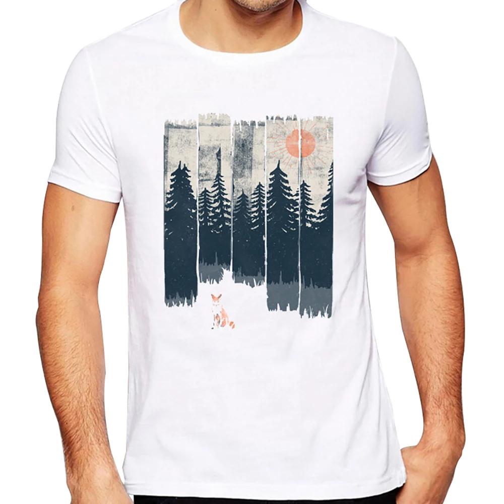 TEEHUB New Arrival 2019 Fashion Grunge Dripping Turquoise Misty Forest Print Men T-Shirt Short Sleeve O-Neck Tops Hipster Tee
