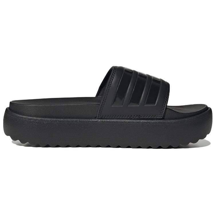 New Adidas Adilette Platform Slides Core Black Women's HQ6179