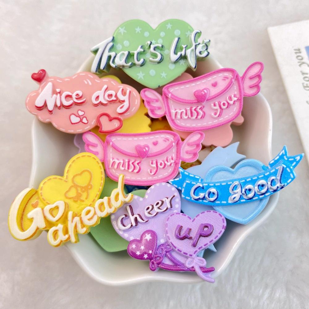 

10Pcs New Cute Cartoon Heart Shaped, Cloud Shaped, Envelope Sign Flat Back Ornament Jewelry Bows Accessories