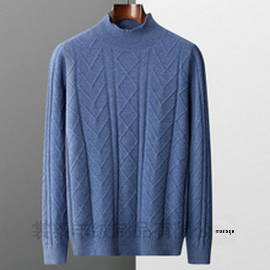 Men's Half-High Collar Solid Wool Sweater – Business Casual Knitted Pullover