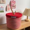 Red White Storage Basket Cotton Tead Woven Handmade Woven Basket Cartoon Design Versatile Function Organizer Basket