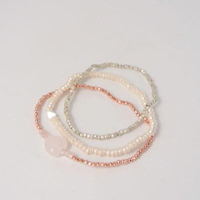 Objet213 Heart Layered Bracelet Set (3 set_Silver925+Beads)