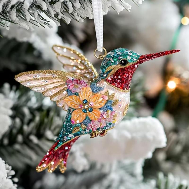 Hummingbird Hanging Ornament Acrylic Bird Pendant Christmas Tree Decoration For Festival Tree Wreath Window Display