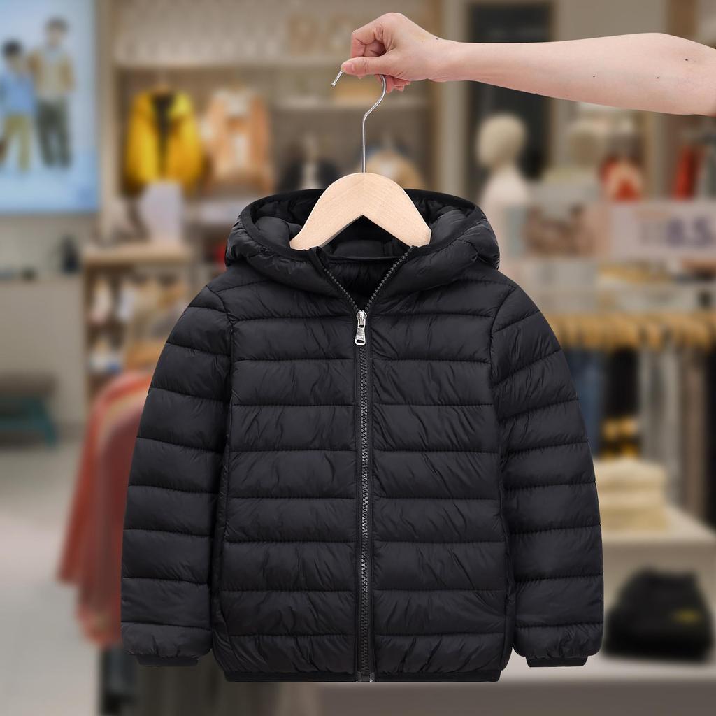 Unisex Children's Hooded Down Jacket - Lightweight, Warm Autumn & Winter Outerwear for Medium & Large Kids
