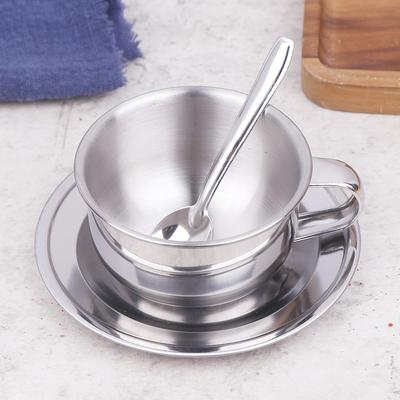 Kaffeebecher aus Edelstahl mit Tablett Löffel Mit/ohne Deckel Hitzebeständige Tasse Getränke Geschirr Küche Outdoor Geschirr