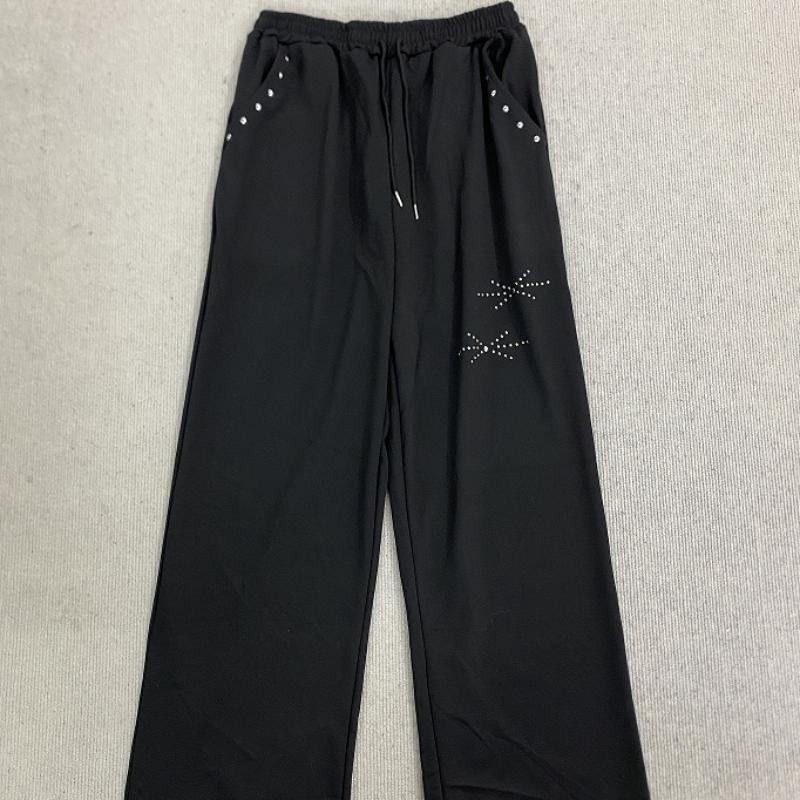 Retro Street Nieten Elastischer Bund Weiter Bein Herren und Damen Locker Schlank Lässige Hosen
