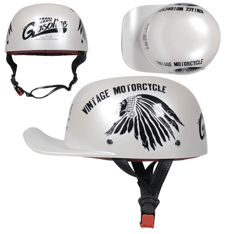 Vintage gangster personality baseball cap men and women painted helmet scoop helmet cap helmet electric car half helmet riding