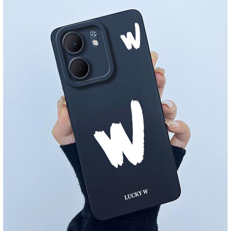 For OPPO A5x CPH2725 Cover Case Lucky Initial Letter Couple Silicone Soft Matte Phone Bumper for Oppo A5x 4G 5G 2025 Casing